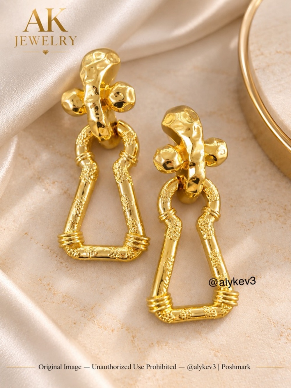 💎LUXURY Statement Gold Sculptural Large Keyhole Drop Earrings | by AK Jewelry™